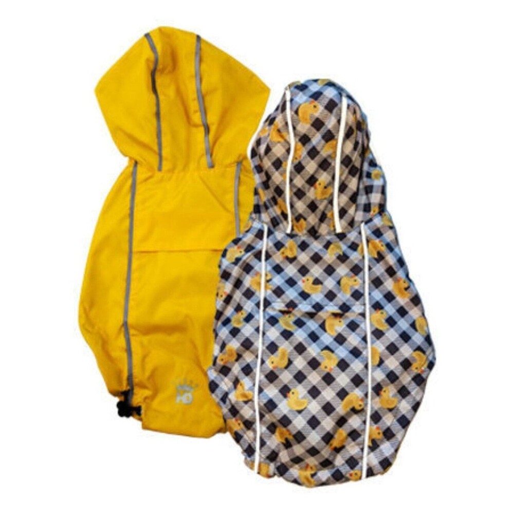 HD Pet Reversible Raincoat  - Yellow / Ducks - Size M (16-21" chest)